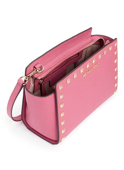 michael kors pink studded purse|Michael Kors shoulder bag black.